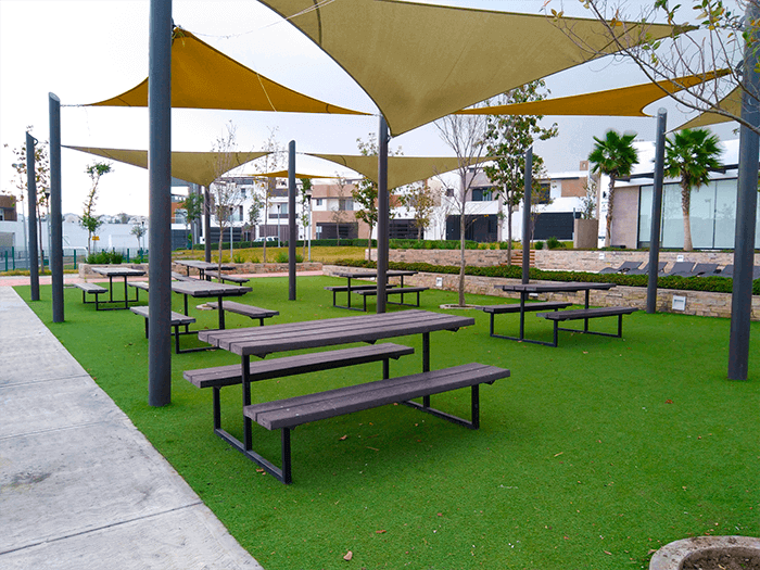 Stainless steel outdoor benches