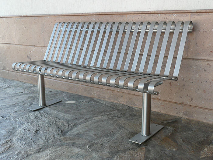 Stainless steel outdoor bench